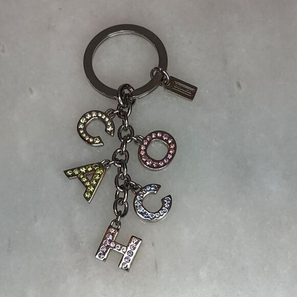 Coach Bag Charm Keychain Logo Multicolored Rhinestone - HOT item!! - Picture 1 of 9